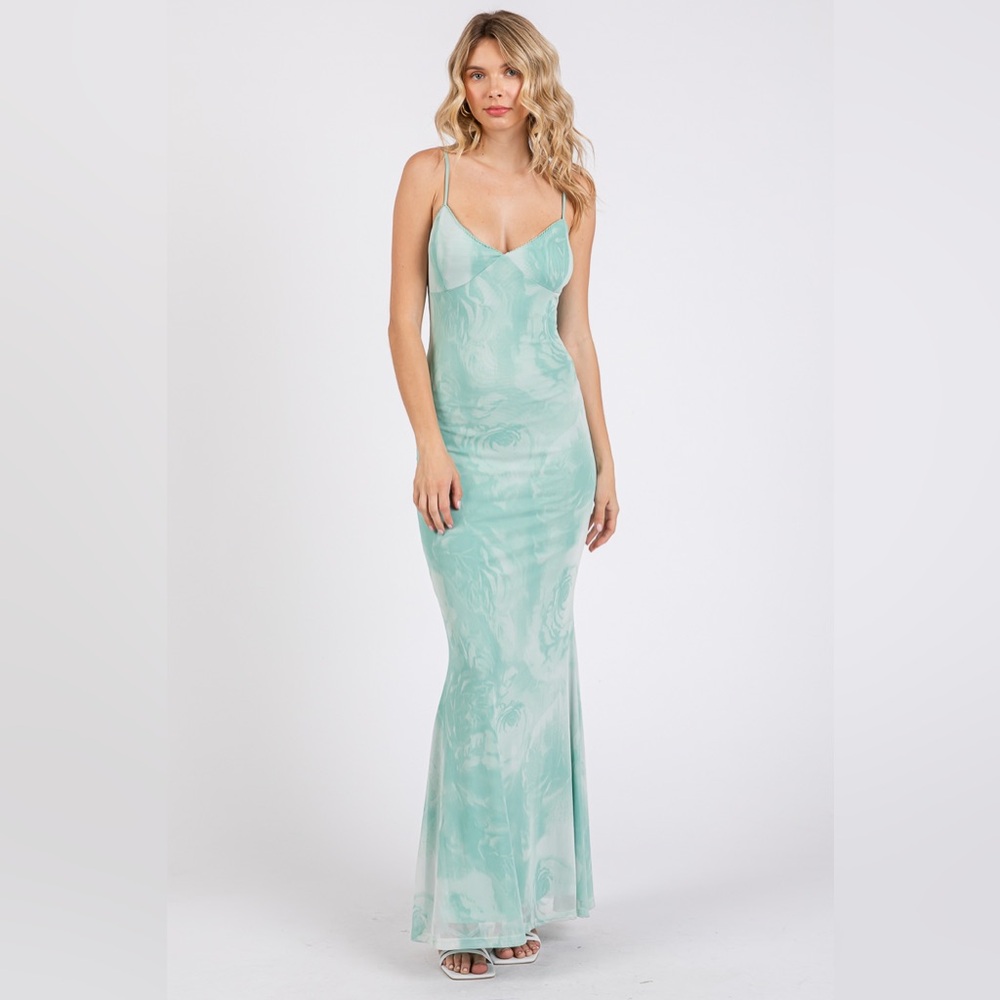 Source Unknown Seafoam Green Slip Maxi Dress